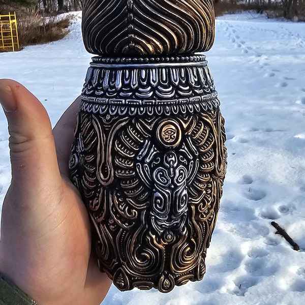 Anubis Canopic Urn • Egyptian Jar Decor • 3D Printed Mythology Vessel • Small Keepsake Storage