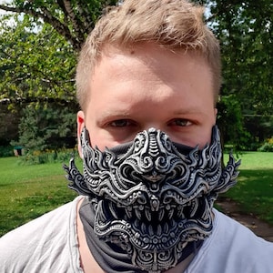 3d printed oni inspired half mask (free shipping in the US)