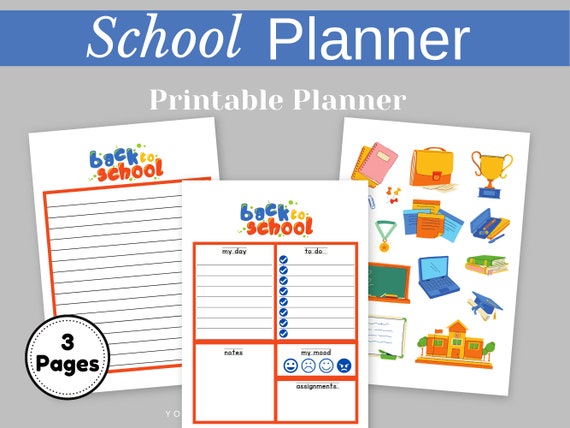 School Day Printable Planner Daily Planner Back-to-school - Etsy