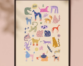 Cats and Dogs Illustration Download Print | Printable Pet Art