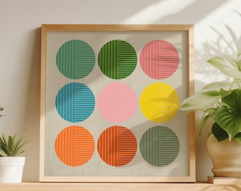 Colourful Geometric Circle Wall Art Print - Order