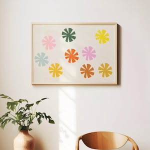 Colourful Abstract Flower Wall Art Print - Meadow