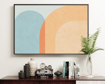 Contemporary Pastel Peach and Blue Wall Art
