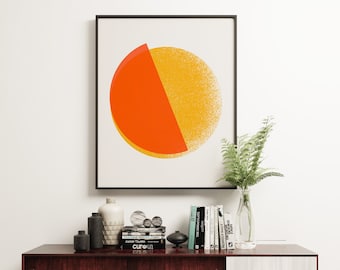 Abstract Sun Print, Sun Wall Art, Orange Wall Decor - Heat of the Sun