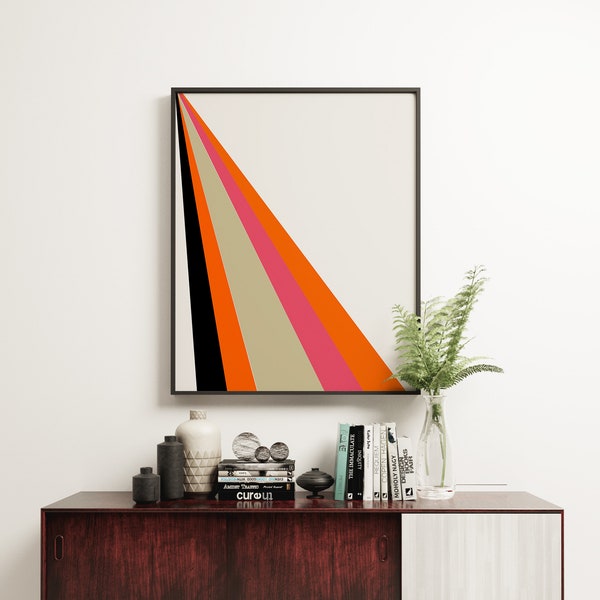 Retro Graphic Abstract Print, Modern Decor, Stripe Wall Art - Eternity II