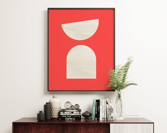 Red Abstract Art Print, Bold Wall Art - Slant