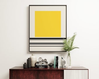 Mid Century Print, Yellow and Black Wall Art, Modern Decor - Code Yellow