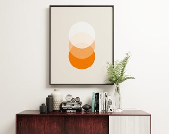 Orange Abstract Print, Modernist Decor - Orbit IV