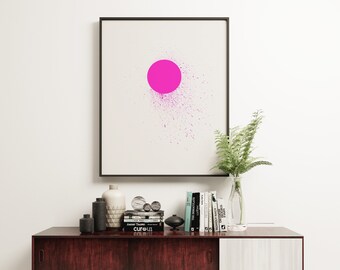 Hot Pink Wall Art, Contemporary Minimalist Print - Void II