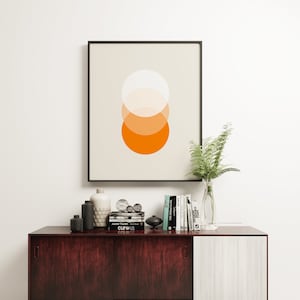 Orange Abstract Print, Modernist Decor - Orbit IV