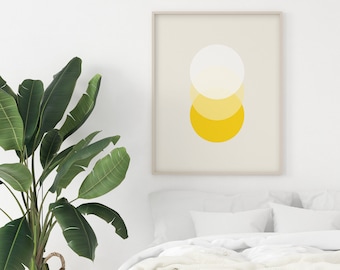 Yellow Abstract Art, Minimalist Print, Modern Decor - Orbit III