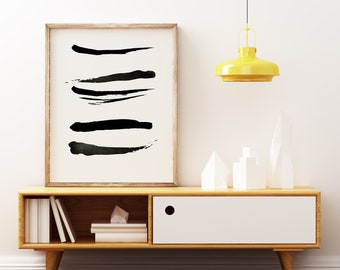 Black Abstract Paint Art, Contemporary Print, Modern Decor - Feathers