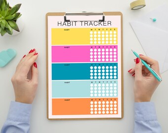 Weekly Habit Tracker Printable, Routine Tracker, Habit Checklist, Instant Download