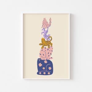 Fun Cat Illustration Print - Pile of Cats