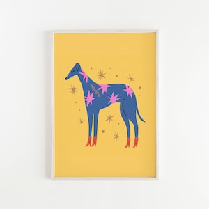 Whippet Art, Lurcher Print, Greyhound Wall Art, Sighthound Print