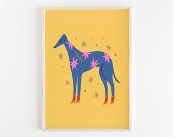Whippet Art, Lurcher Print, Greyhound Wall Art, Sighthound Print