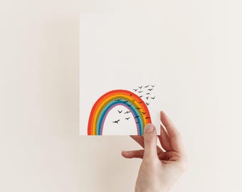 Birds and Rainbow Greeting Card - Over the Rainbow - Etsy