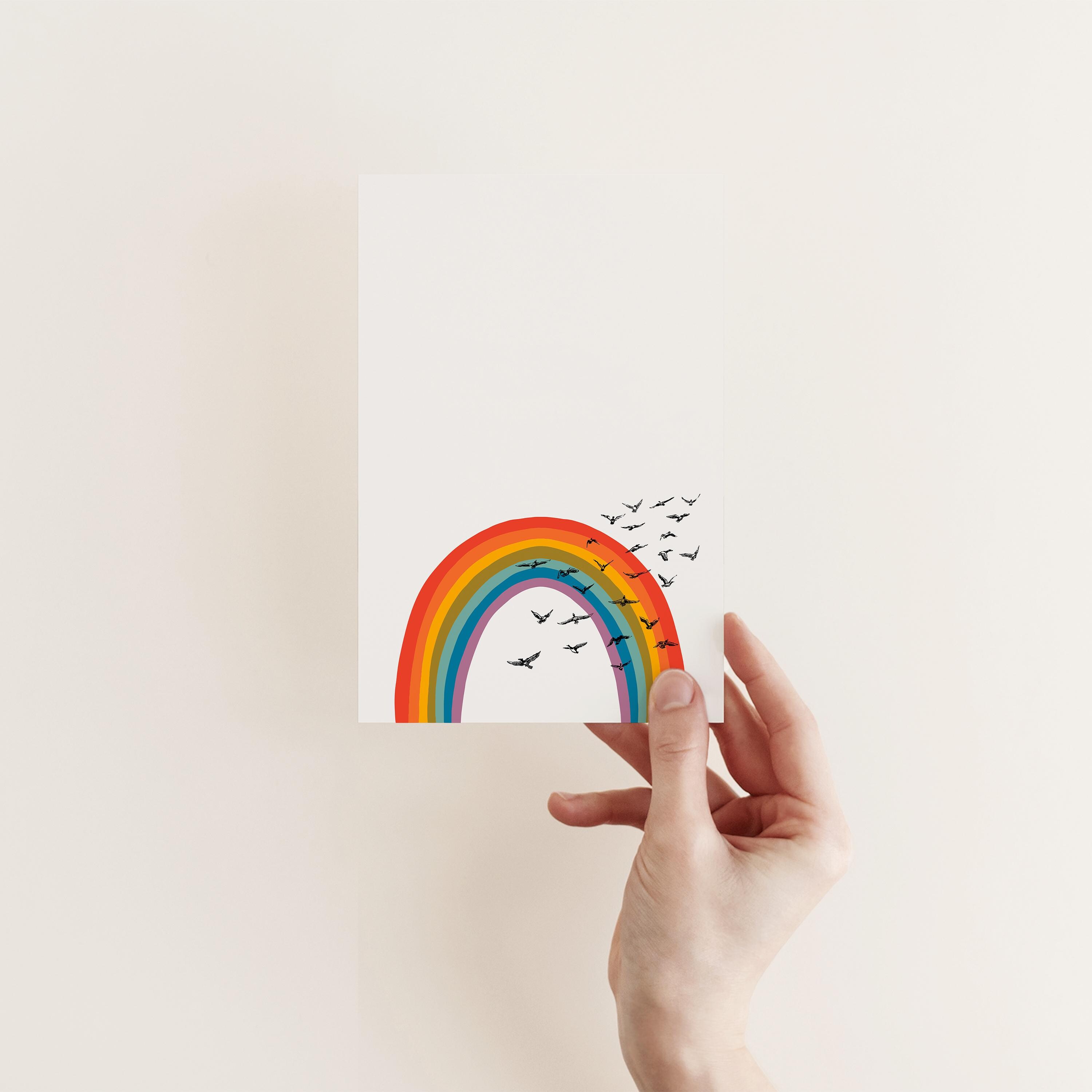 Birds and Rainbow Greeting Card - Over the Rainbow - Etsy