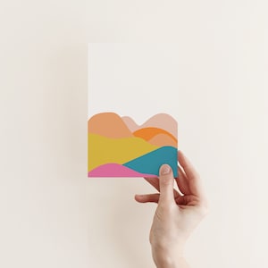 Mountain Greetings Card, Abstract Landscape Card - The Hills are Alive