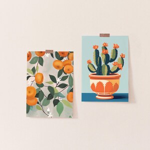 Cartes postales botaniques, cadeaux d'écriture cactus, papeterie moderne de fruits - été image 2