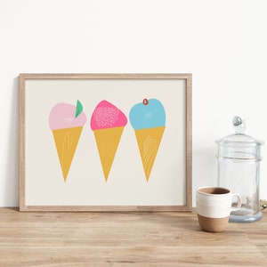 Ice Cream Print, Childrens Wall Art, Retro Kitchen Decor - Ice Cream