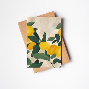 Lemon Tree Greetings Card for Citrus Fruit Lovers - Lemons