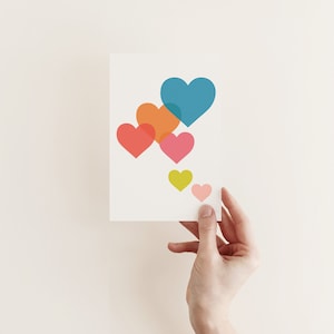 Tarjeta de San Valentín para ella, corazones coloridos - Mariposas