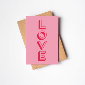 Love Card, Contemporary Pink Valentines Card Love Pink image 3