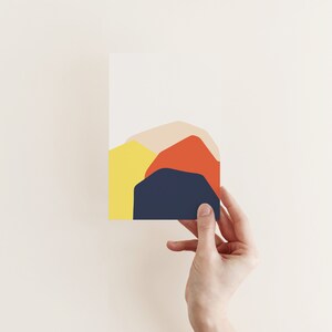 Mountain Greetings Card, Abstract Landscape Card - Rolling Hills