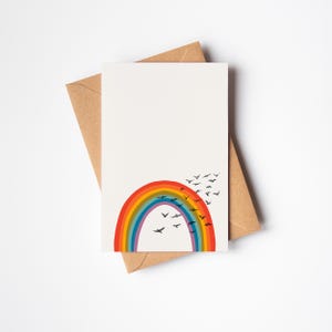 Tarjeta de felicitación con pájaros y arcoíris - Over the Rainbow
