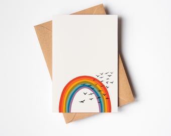 Birds and Rainbow Greeting Card - Over the Rainbow - Etsy