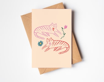Sweet Cat Line Drawing Card