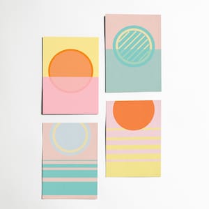 Abstract Postcards, Writing Gifts, Modern Stationery - Sun and Moon