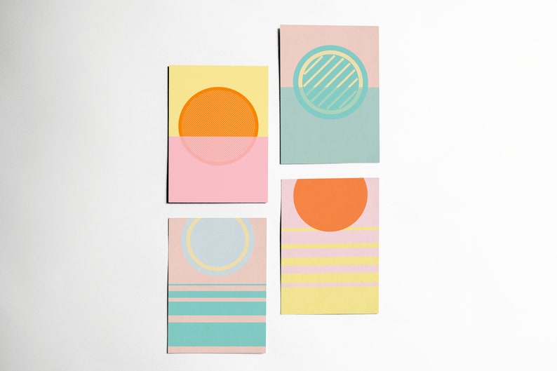 Cartes postales abstraites, cadeaux d'écriture, papeterie moderne - Soleil et lune image 1