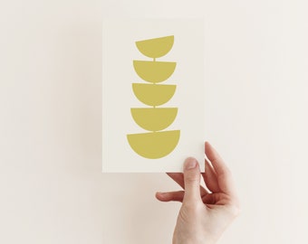 Abstract Greetings Card, Modern Blank Card - Stem (Mustard)