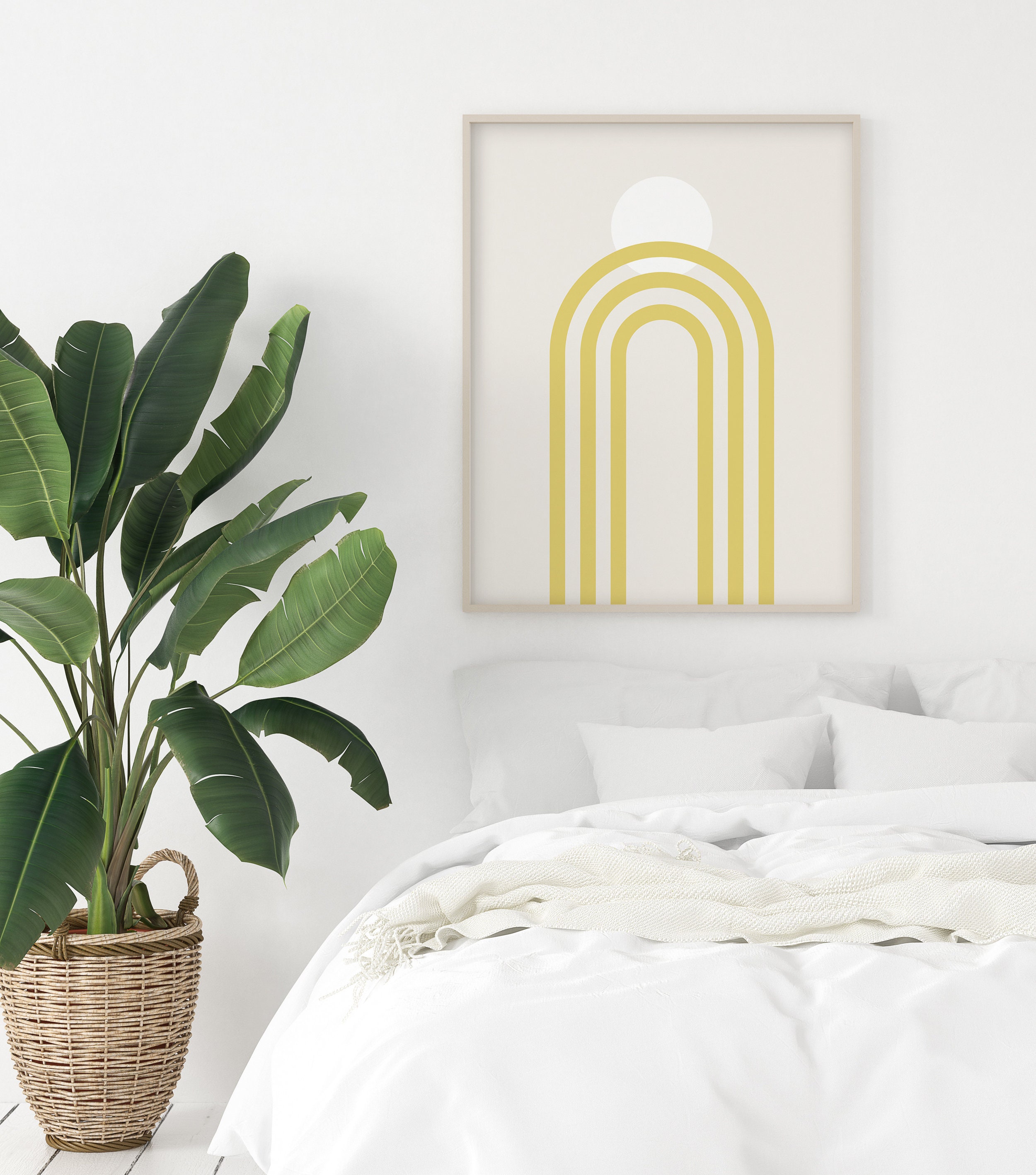 Yellow Wall Art Abstract Print Minimalist Decor Digital Etsy