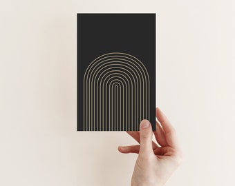 Black Greetings Card, Modern Blank Card - Unity