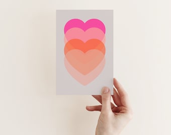 Valentines Day Card For Her, Pastel Hearts - Beating Heart