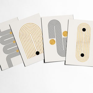 Minimal Art Postkarten Set, Zeitgenössische Schreibwaren, Moderne Postkarten - Paths
