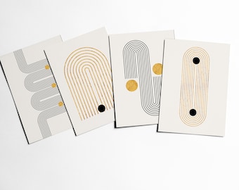 Ensemble de cartes postales art minimaliste, papeterie contemporaine, cartes postales modernes - Sentiers