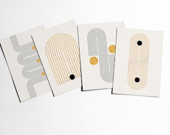 Minimal Art Postcard Set, Contemporary Stationery, Modern Postcards - Paths