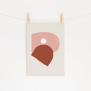 Abstract Shape Print, Minimalist Wall Art, Tan and Pink Abstract Art Colossal image 4