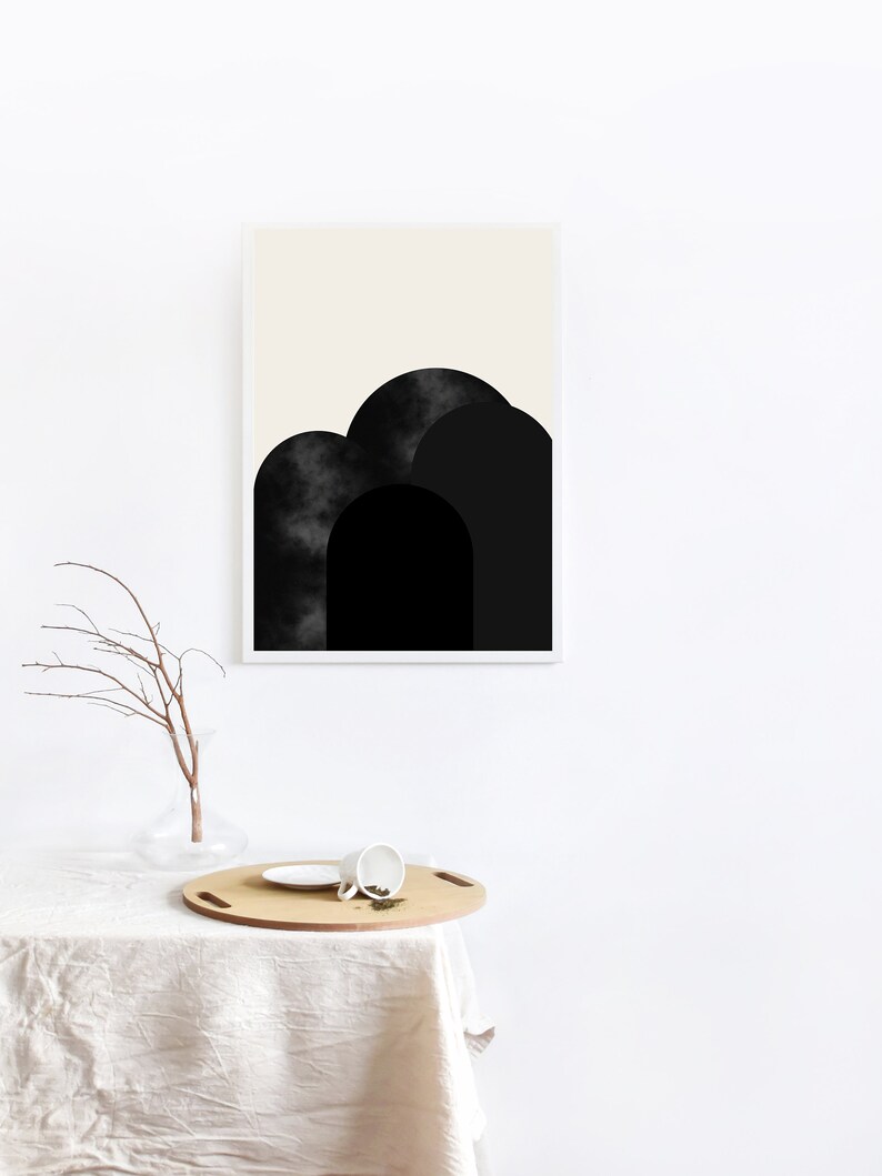 Berg Druck, moderne Wandkunst, schwarze Wand Dekor Dark Hills Bild 5