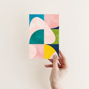 Tarjeta de felicitación de bloque de color, tarjeta abstracta - mosaico
