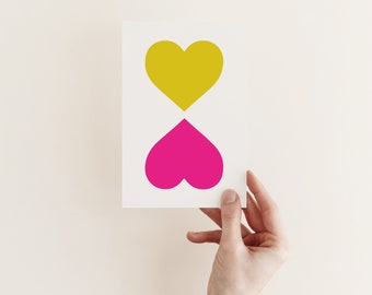 Love Heart Card, Contemporary Valentines Card - Beat as One