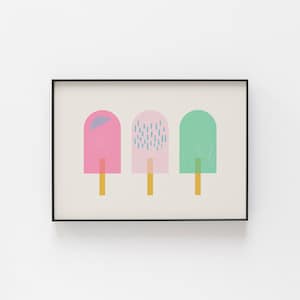 Kids Wall Art, Ice Cream Print For Childrens Bedroom - Ice Lollies