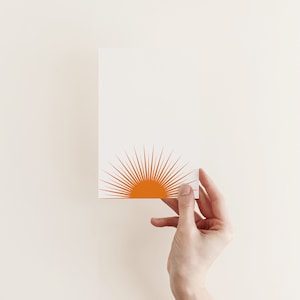 Zonnekaart, minimalistische kaart, abstracte wenskaart - Sunburst