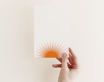 Carte soleil, carte minimaliste, carte de voeux abstraite - Sunburst