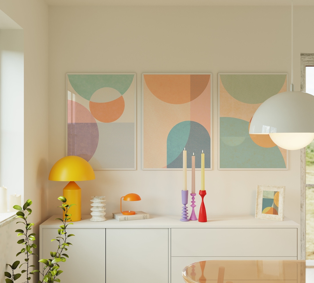 Set of 3 Pastel Abstract Shape Prints for a Statement Wall - Etsy