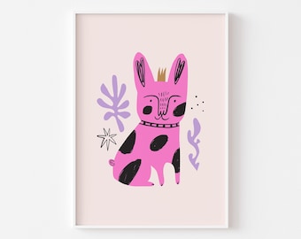 Cute Dog Art Print, Dog Wall Art, Gift for Animal Lover
